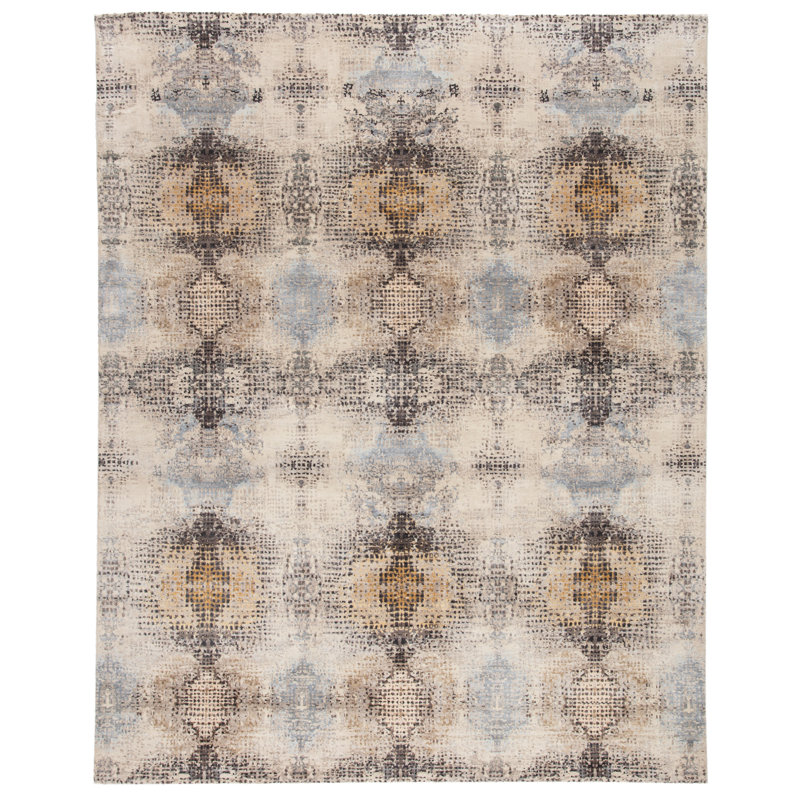 Hand Knotted Damask Indoor Rug, Rectangle 8' x 10'