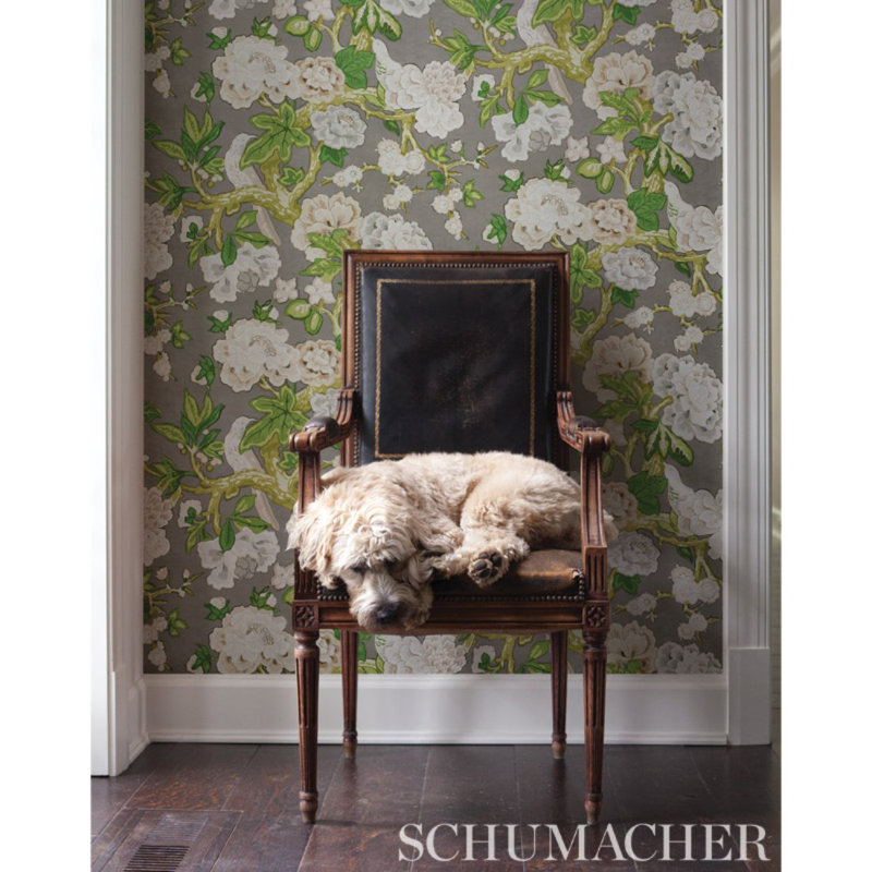 Bermuda Blossoms Wallpaper, Slate