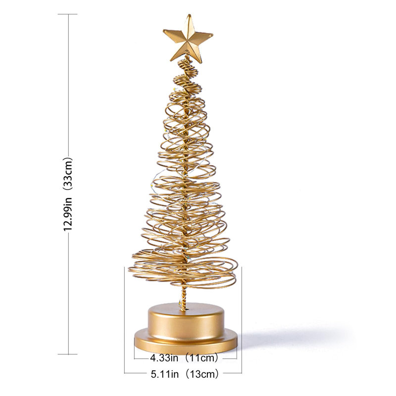 Gold Xmas Tree Light with Metal Stand for Table Decoration