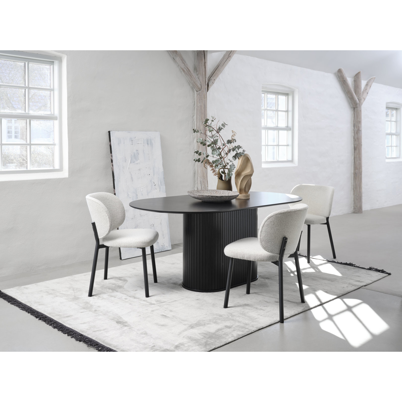 Iris 71'' Oval Dining Table, Black Oak