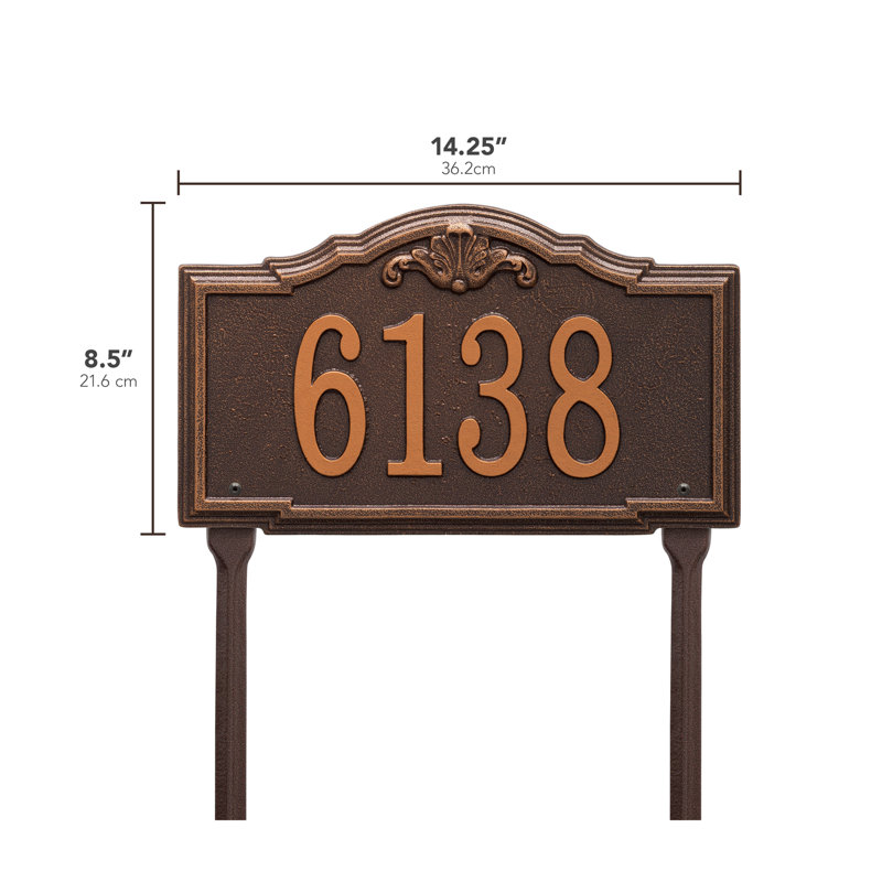 Gatewood Personalized Standard 1-Line Lawn Address Sign, Antique Copper, Yes