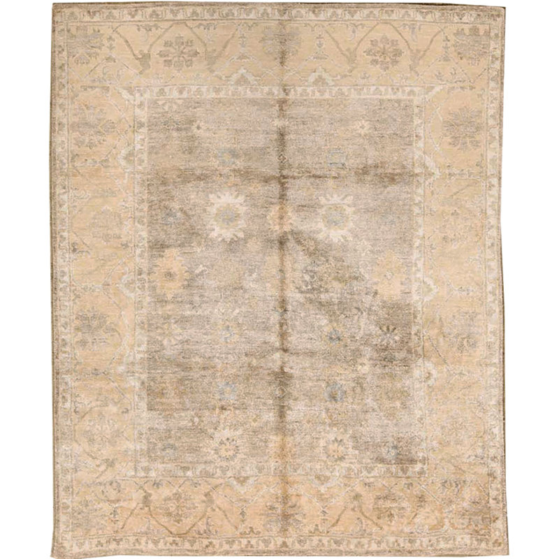 Tapis brun et brun de haute qualité noué à la main