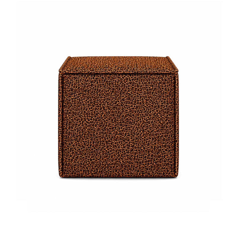 Pouf Pontchartrain, velours léopard, Imprimé léopard