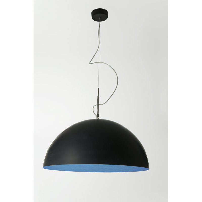 1 - Light Black Dome Pendant, Black/Blue