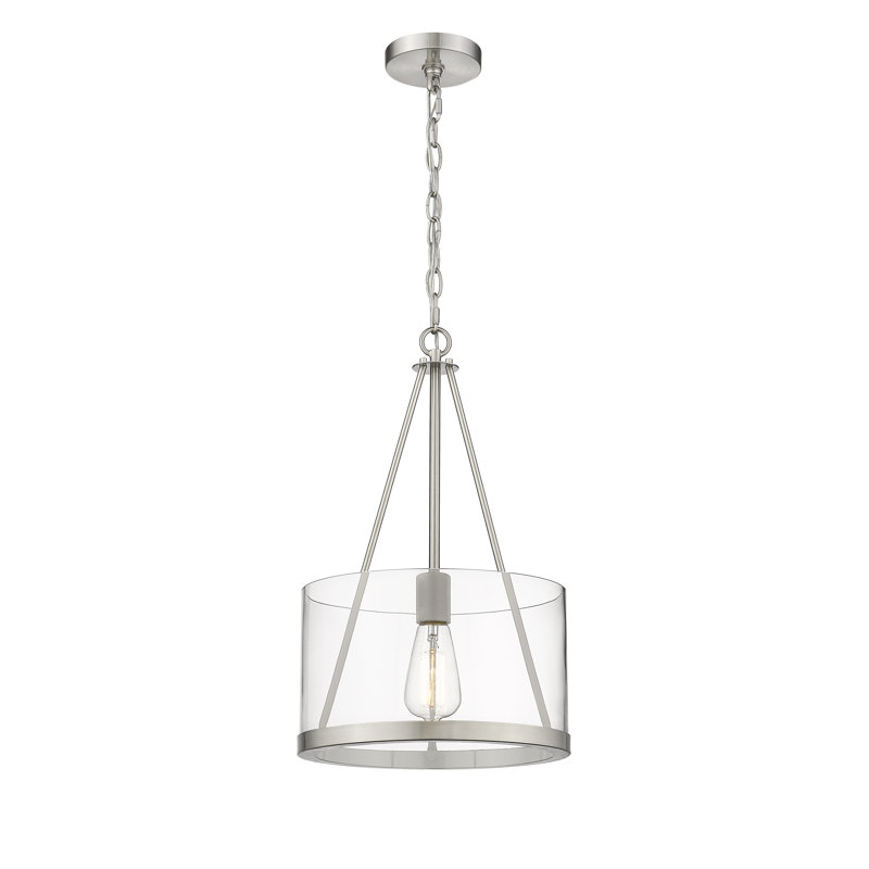Luminaire suspendu tambour 1 lumière Lakeena, Argent