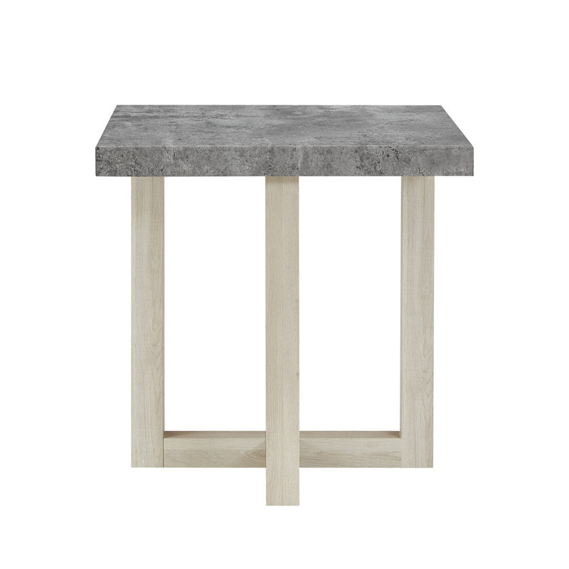 Table de bout contemporaine Luno, H 22 po x l 22 po x P 22 po, Gris / Blanc, Sans décalque / conception stratifiée