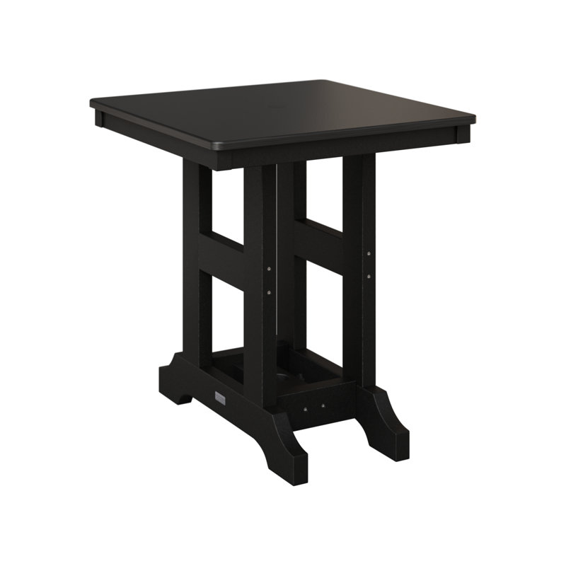 Table de salle à manger d'extérieur carrée Garden Classic, Noir, H 30,87 po x l 28 po x P 28 po, Noir martelé