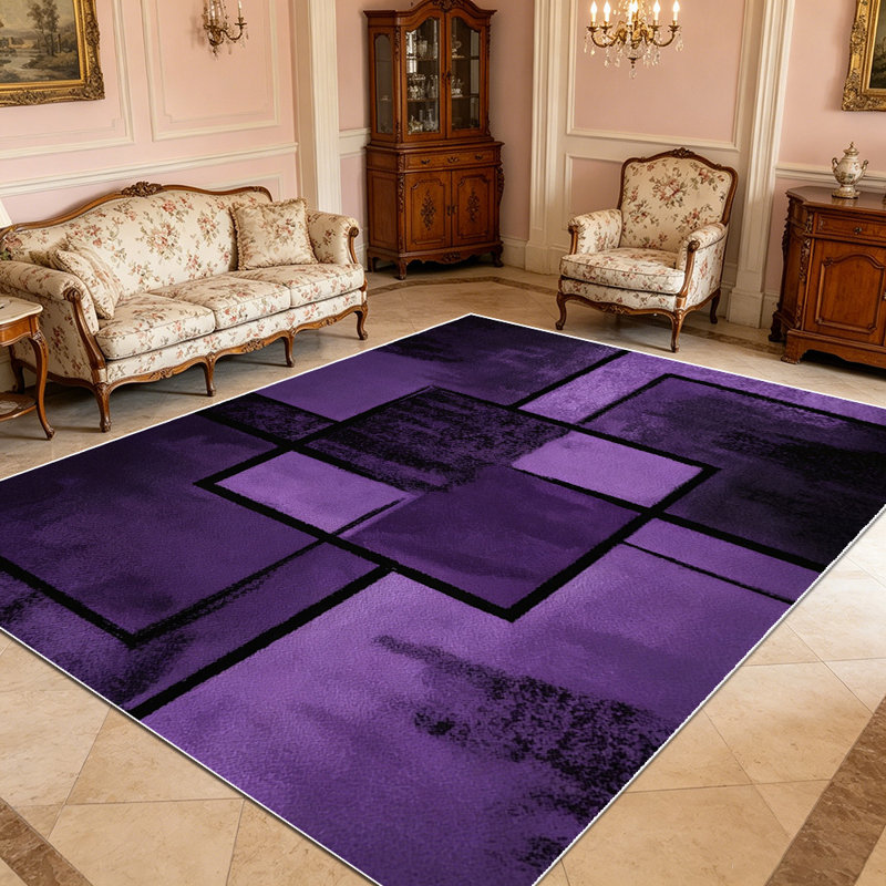 1PC Purple Geometric Abstract area rugs for Living Room, Soft and Comfortable, Suitable for all seasons, easy-to-maintain, machine washable Indoor floor mat, Under Table Farmhouse suitable for dining room, bedroom, entryway, home office, patio, Home