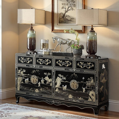 New Chinese Style Solid Wood Entryway Cabinet