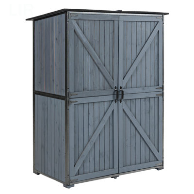 Armoire de rangement extérieure L 55,1 po x l 29,1 po x H 68,9 po, remise à outils avec structure en métal pour la cour de jardin