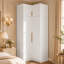Armoire d'angle 90,6 "avec armoire supérieure, 7 tablettes intérieures et tringle pour rangement dans la chambre à coucher