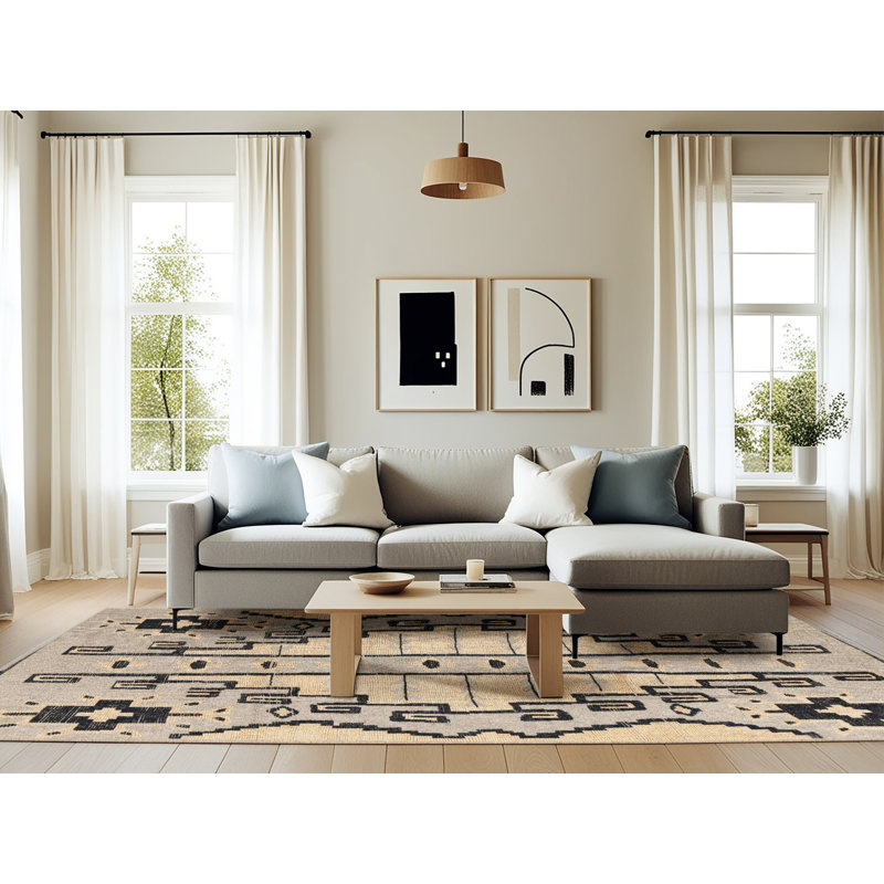 Tapis décoratif multicolore à motif abstrait, Rectangle 6 pi x 9 pi