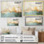 Minimalisme doré et bleu sarcelle horizon I - peinture abstraite, art mural-777212937-777212940