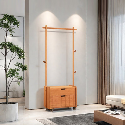 Mobile Coat Rack with Storage Drawers