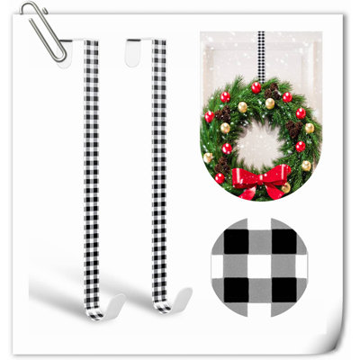 2 pièces de suspension de couronne de Noël, crochets de couronne pour porte d'entrée plaids porte de couronne de Noël long en métal au-dessus de la porte crochet de couronne pour décoration de couronne de Noël