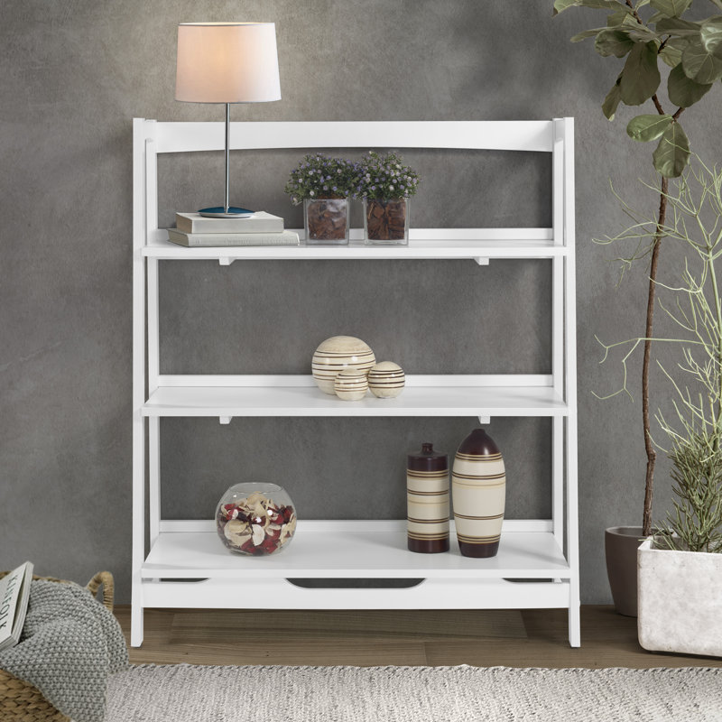 Ashvihan Mid Century Solid Wood Open Shelving Unit, White