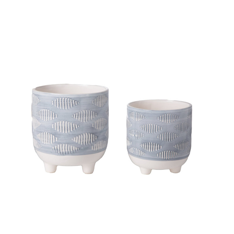 Pot rond en céramique lustré bleu
