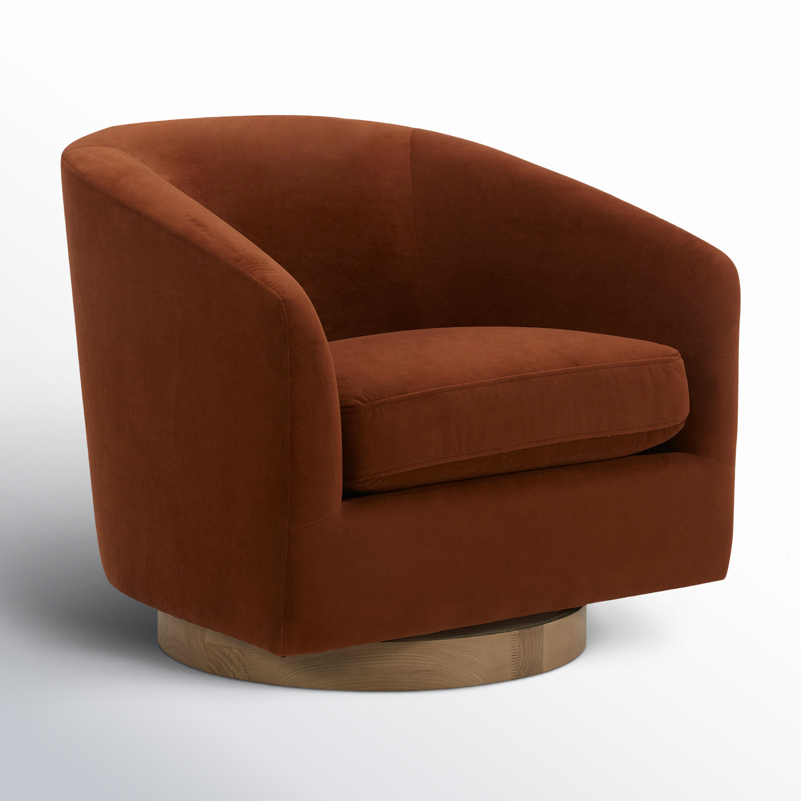 Bennett Linen Swivel Barrel Chair, Bella Burnt Orange Performance Velvet