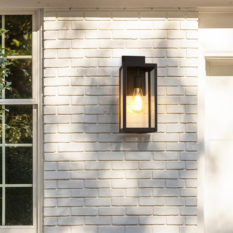 Powder-Coated Black 15'' H Outdoor Wall Lantern