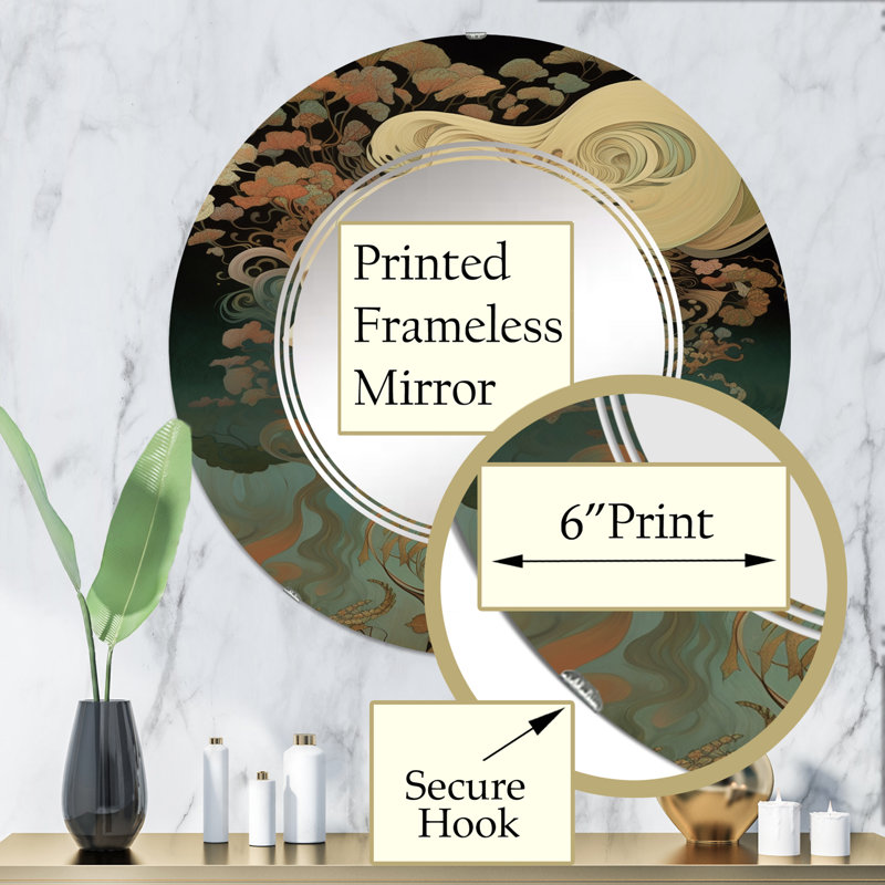 Prioleau - Miroir mural moderne rond, 32 po x 32 po