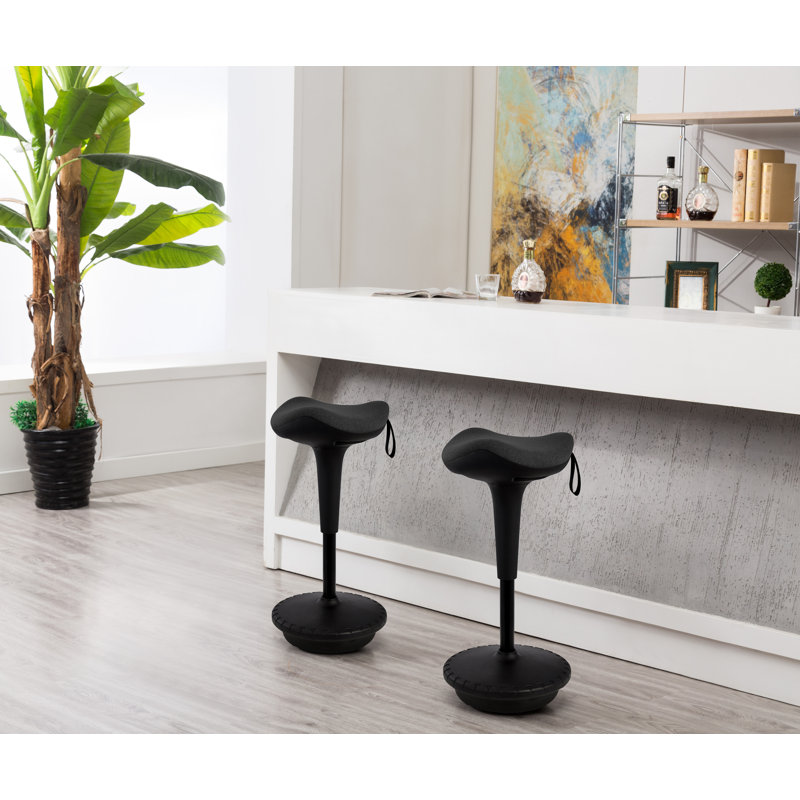 Adjustable Height Ergonomic Industrial Stool with Footrest, Black