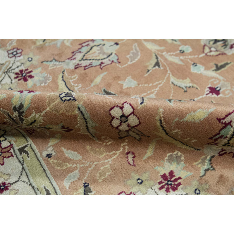 Hand-Knotted High-Quality Peach and Ivory Area Rug