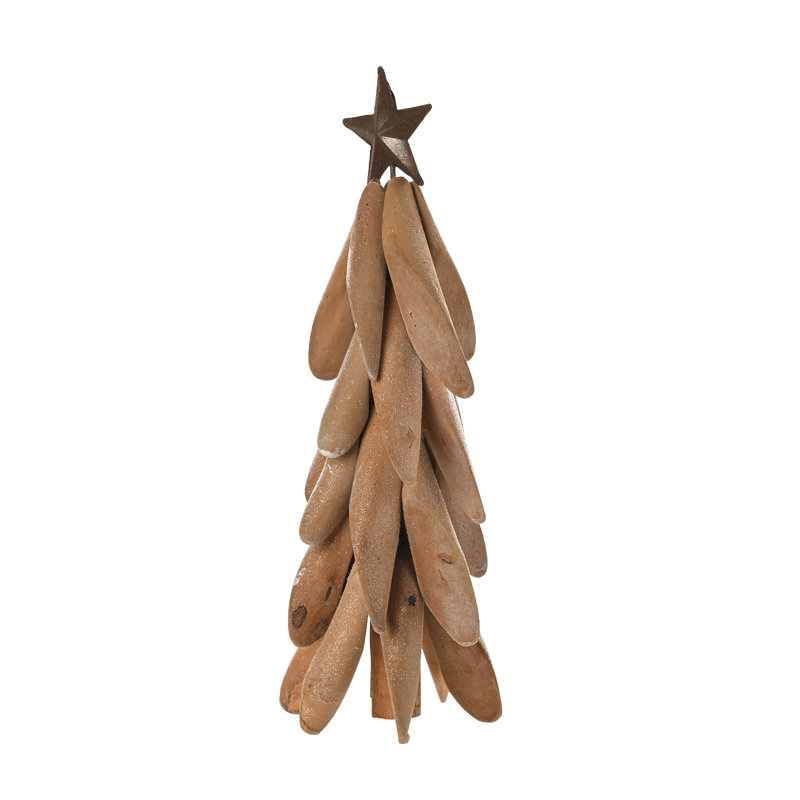 Light Wood Christmas Tree with Star Small