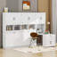 Lit escamotable simple avec placard, tiroirs et bureau-107727057