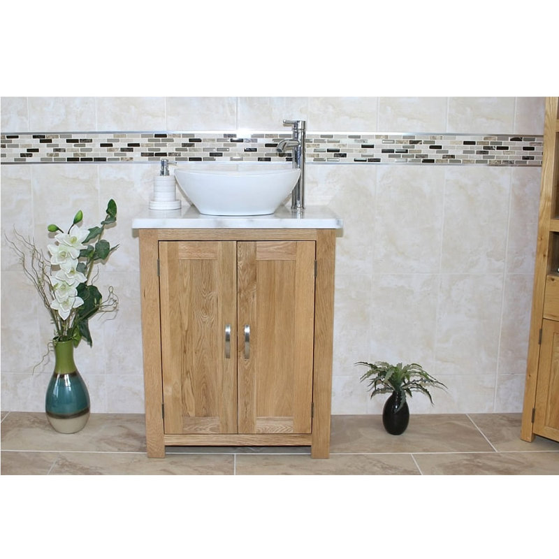 Cournoyer 650mm Single Bathroom Vanity with Vessel Ceramic Basin, White Marble