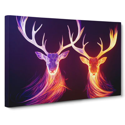 Magical Stags Abstract - Wrapped Canvas Print