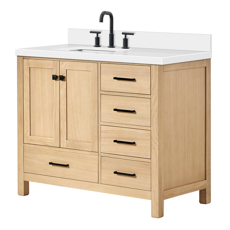 Ensemble de meuble-lavabo simple 43 po Cambridge, Chêne, Forme rectangulaire, Gauche