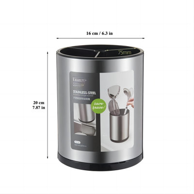 Stainless Steel Cooking Utensil Holder,360° Rotating Kitchen Utensil Holder,Extra Large Spatula Spoon Holder Counter,Weighted Base Utensil Caddy Stora