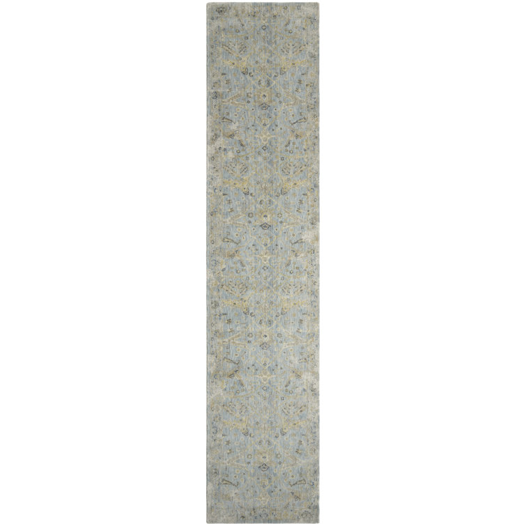 Blooma Wool Oriental Area Rug in Light Blue; Gold; Gray