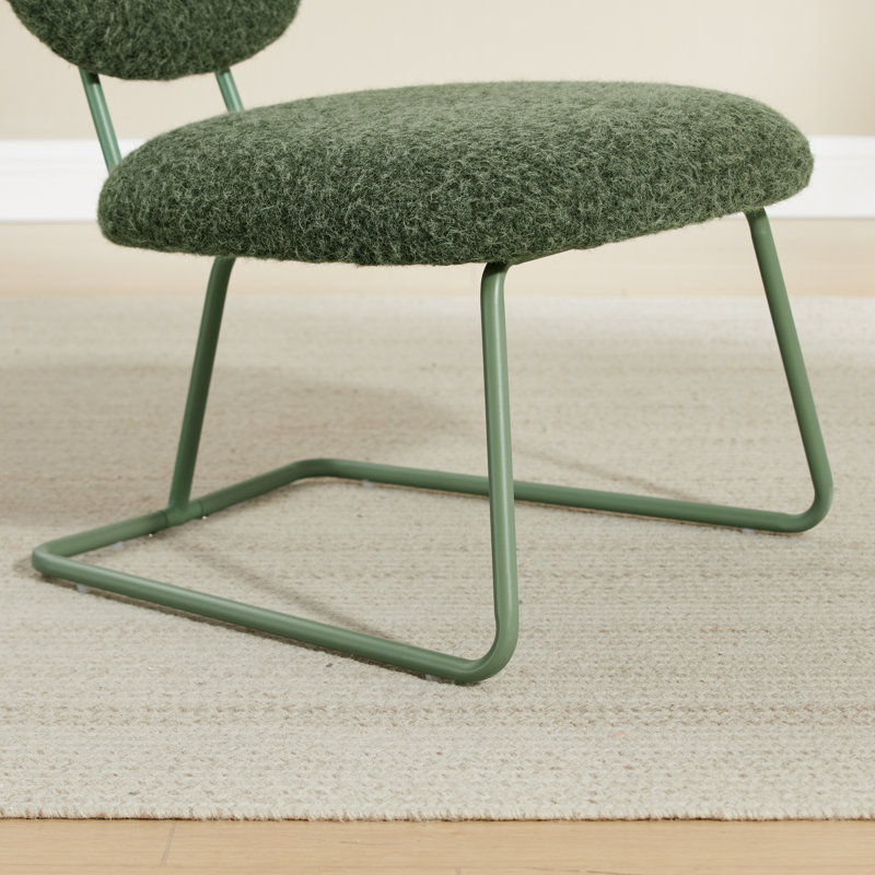 Striking Armless Accent Chair, Green Polyester