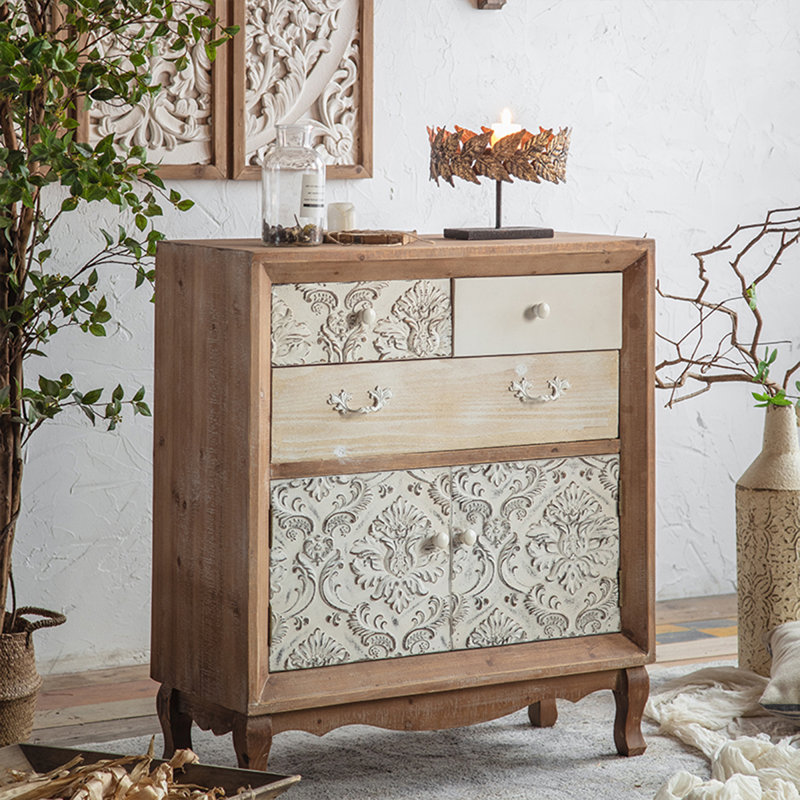 Console rectangulaire en bois massif brun