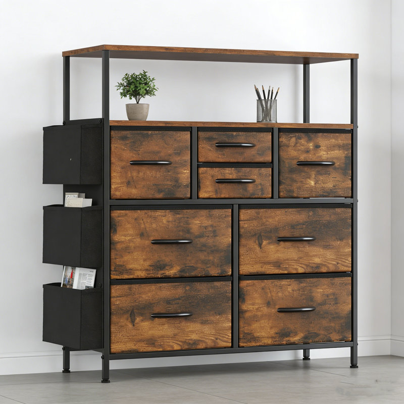 8 Drawer Storage Drawer, Brown/Black