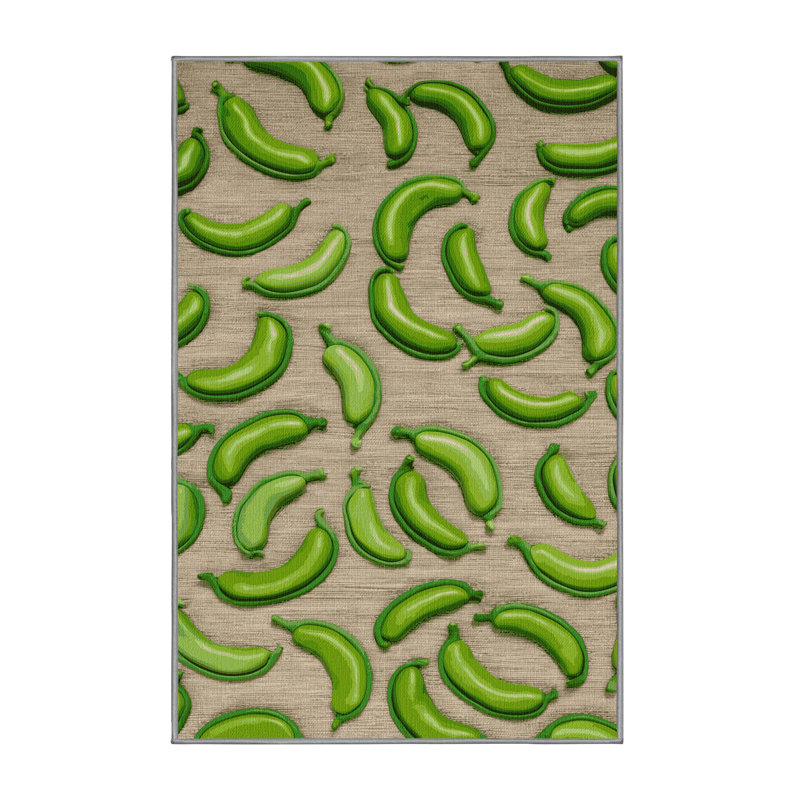 Washable Lima Beans Fresh Vegetables Area Rug, Rectangle 3' x 5'