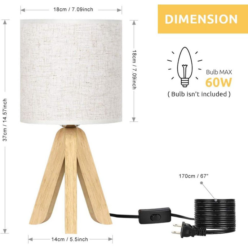 Lampe trépied en bois massif