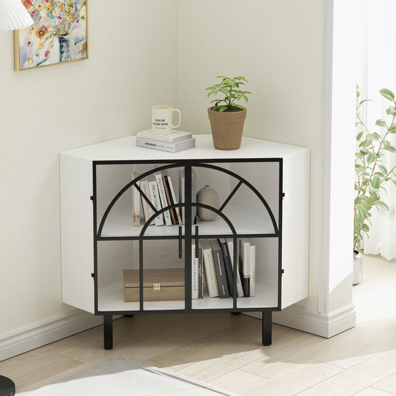 Hexagonal Corner Cabinet, White