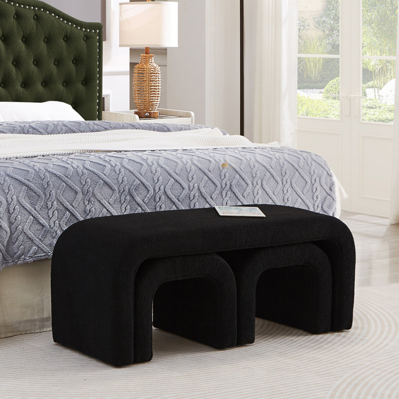 Ensemble de 3 bancs de repose-pieds en forme de U, Noir
