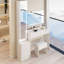 Très grande coiffeuse avec miroir à DEL + armoire à miroir avec coiffeuse à DEL + tabouret rembourré, grand miroir à DEL double, commande tactile, interrupteur 3 couleurs, luminosité réglable, rangement multi-couches à grande capacité