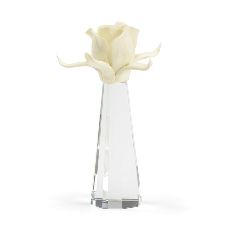 Rose on Stand Sculpture, White