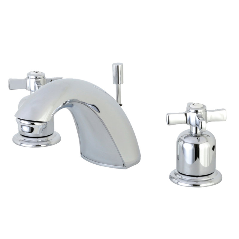 Kingston Brass Millennium Two-Handle 3-Hole Deck Mount Widespread Bathroom Faucet with Retail Pop-Up Drain, Polished Chrome