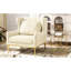 Chaise de lecture moderne en velours beige avec mousse haute densité et support lombaire avec revêtement, coussin de dossier