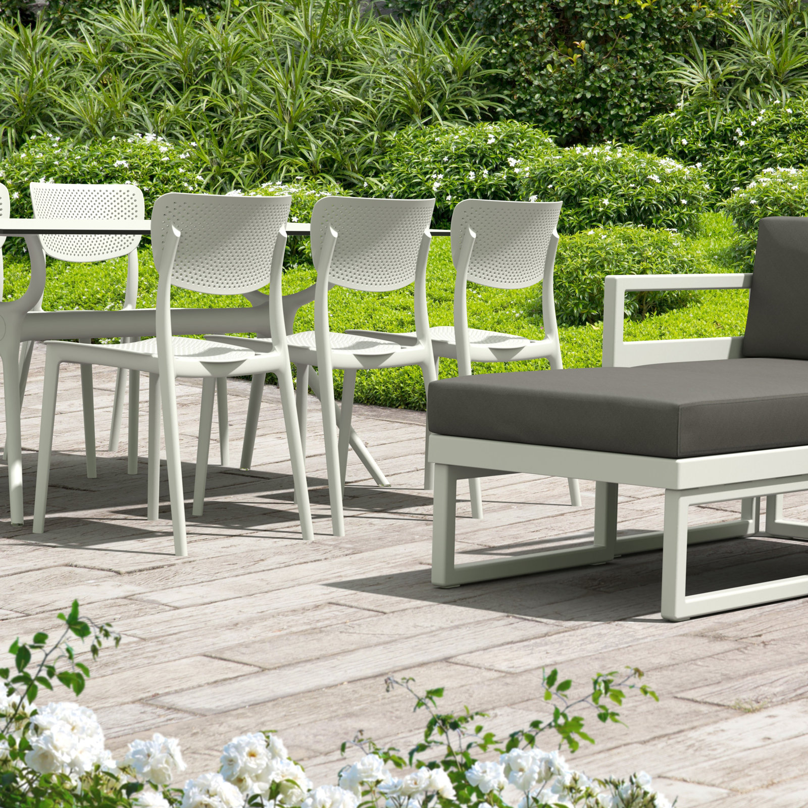 Farrah Stacking Patio Dining Side Chair, White