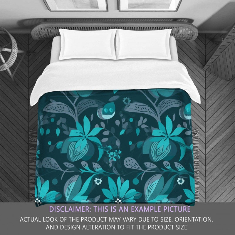 Machine Printed Comforter, Twin Extra Long Comforter, Gray/Turquoise