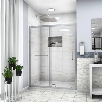Paroi de douche coulissante simple l 60 po x H 72 po, 1/4 po (6 mm), chrome