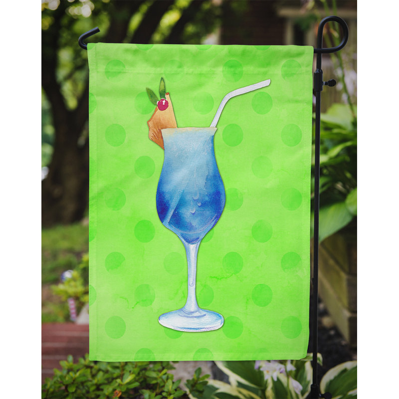 Drapeau de jardin en polyester 15 po x 11 po Theisen Summer Cocktail Polkadot, Vert