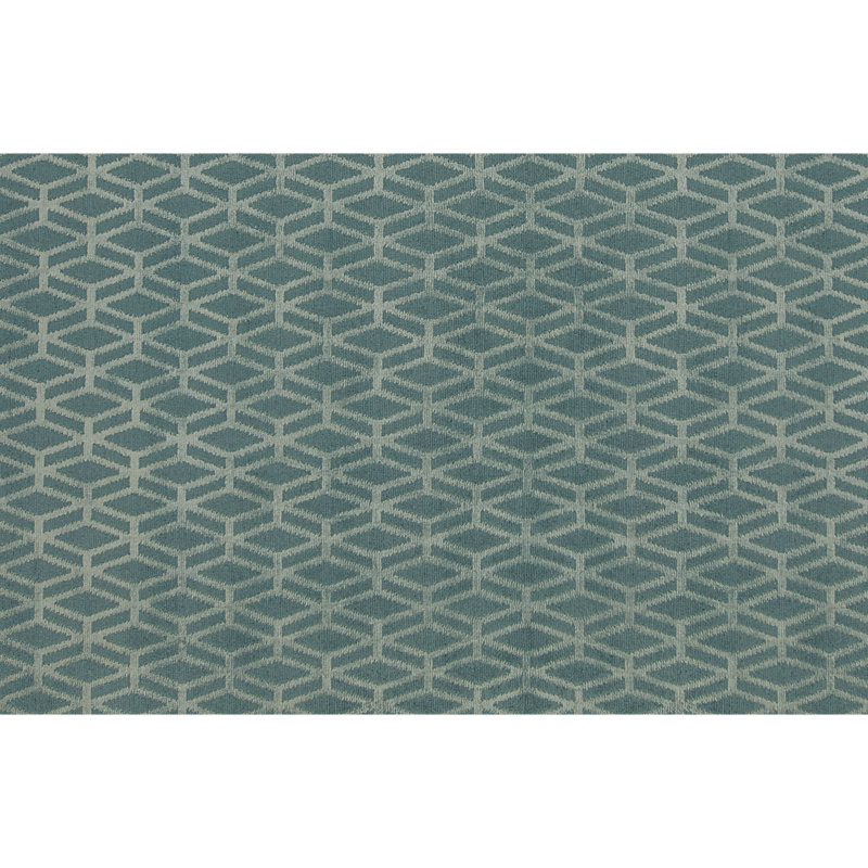 Hand Knotted Area Rug in Aqua And Ivory, Rectangle 8' x 10'