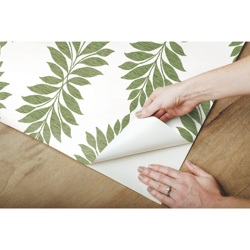 Rouleau de papier peint autocollant L 20 pi x l 20,5 po Hamall Broadsands Botanica, Vert, L 20,5 po x L 20 po